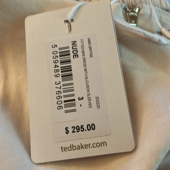 TED BAKER Britnie Puff Sleeve Dress Nude 8 (Ted 3) NWT - Picture 8 of 9